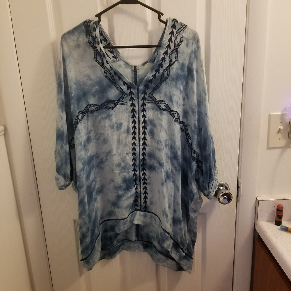 Free People blue tye dye dolman top L